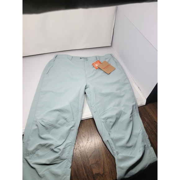 SIMMS Superlight Fishing Outdoor Pants 32x32 Stretch Waist Ocean Breeze Blue 38R - Picture 2 of 10